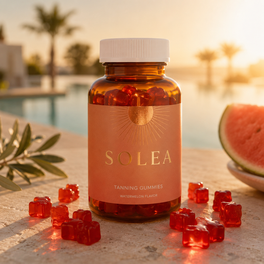 SOLEA Tanning Gummies™ Les oursons gélifiés qui révèlent ton bronzage naturellement. Sans soleil. Sans UV.